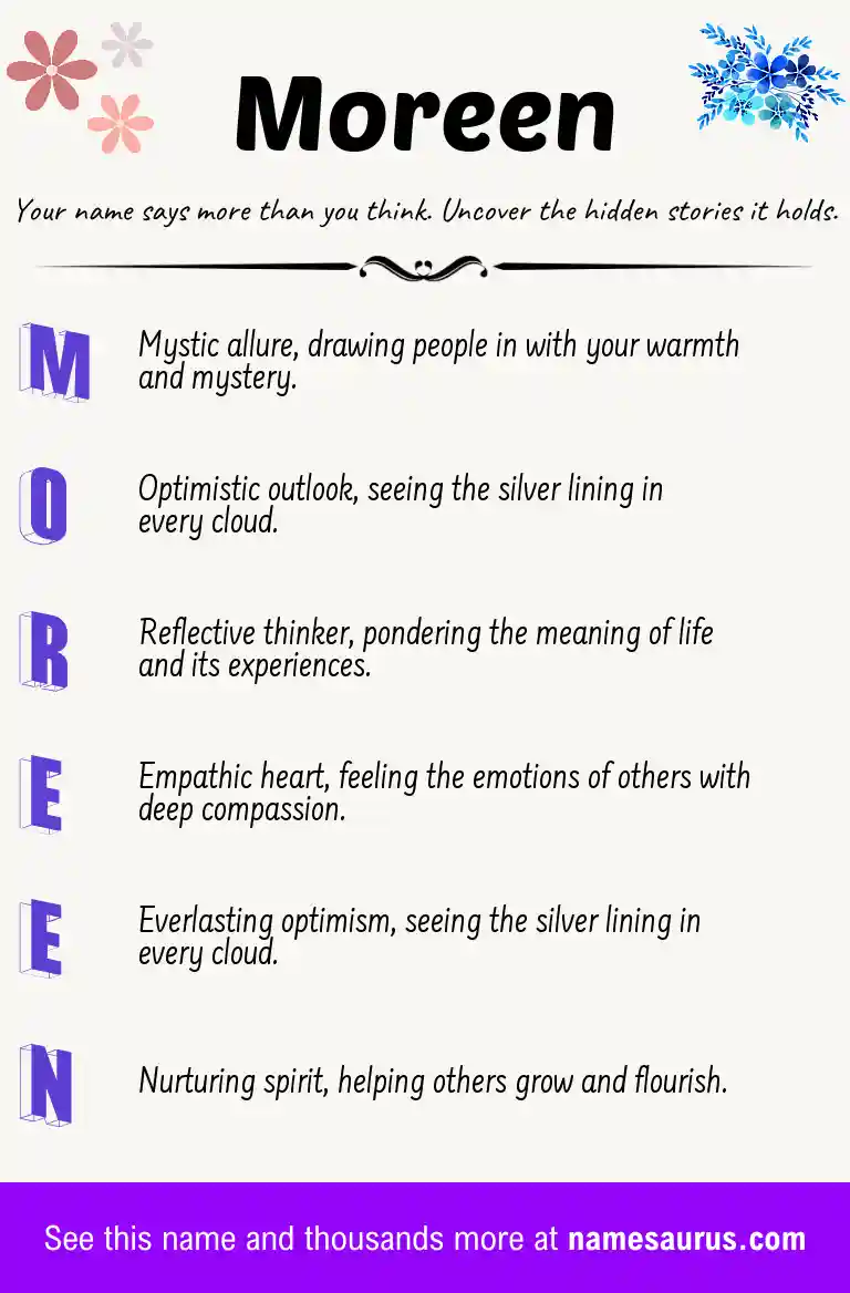 Acrostic poem about Moreen.