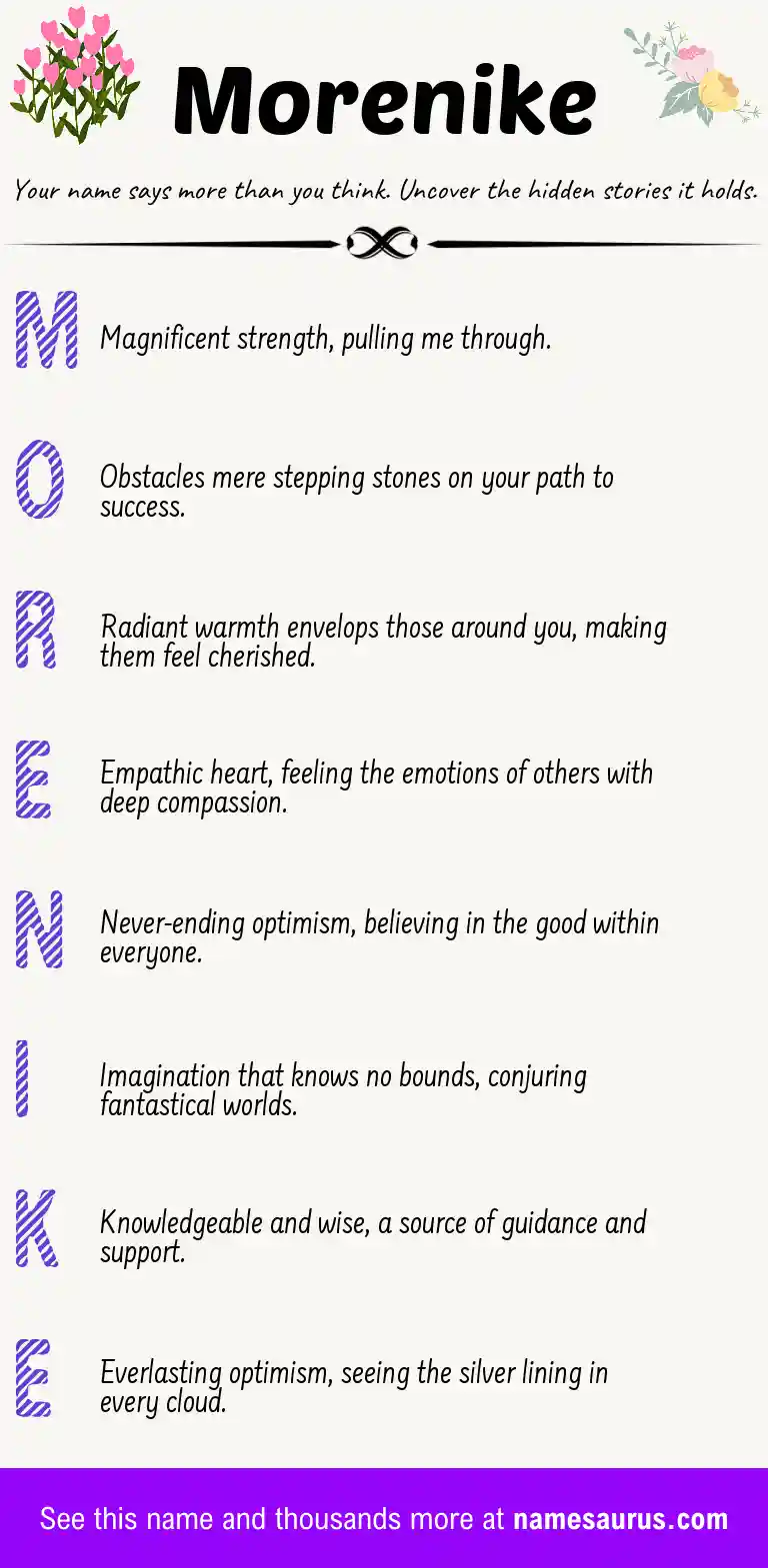 Acrostic poem about Morenike.