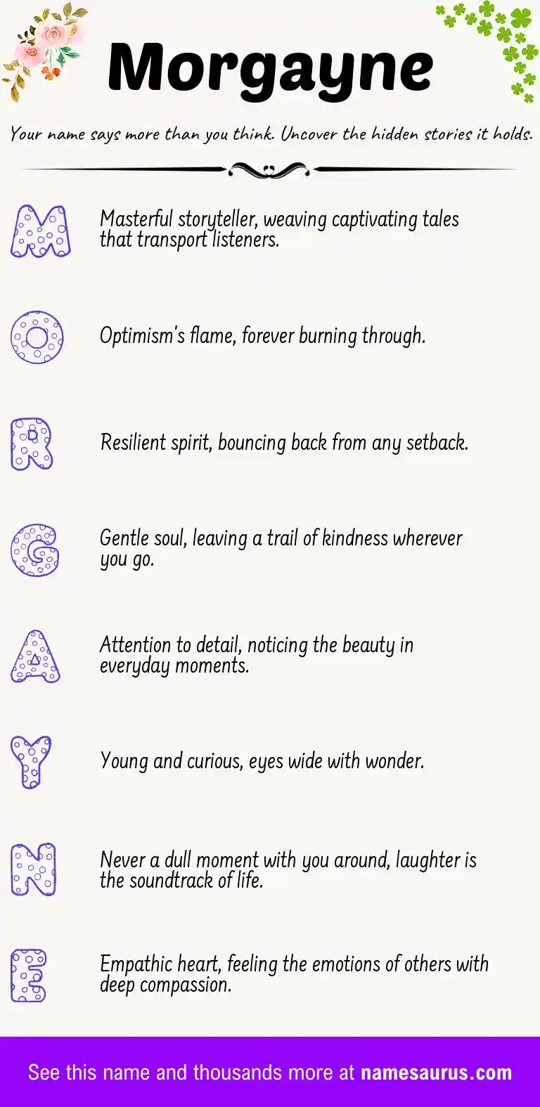 Acrostic poem about Morgayne.