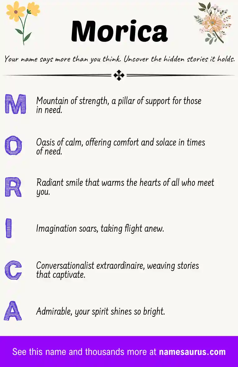 Acrostic poem about Morica.