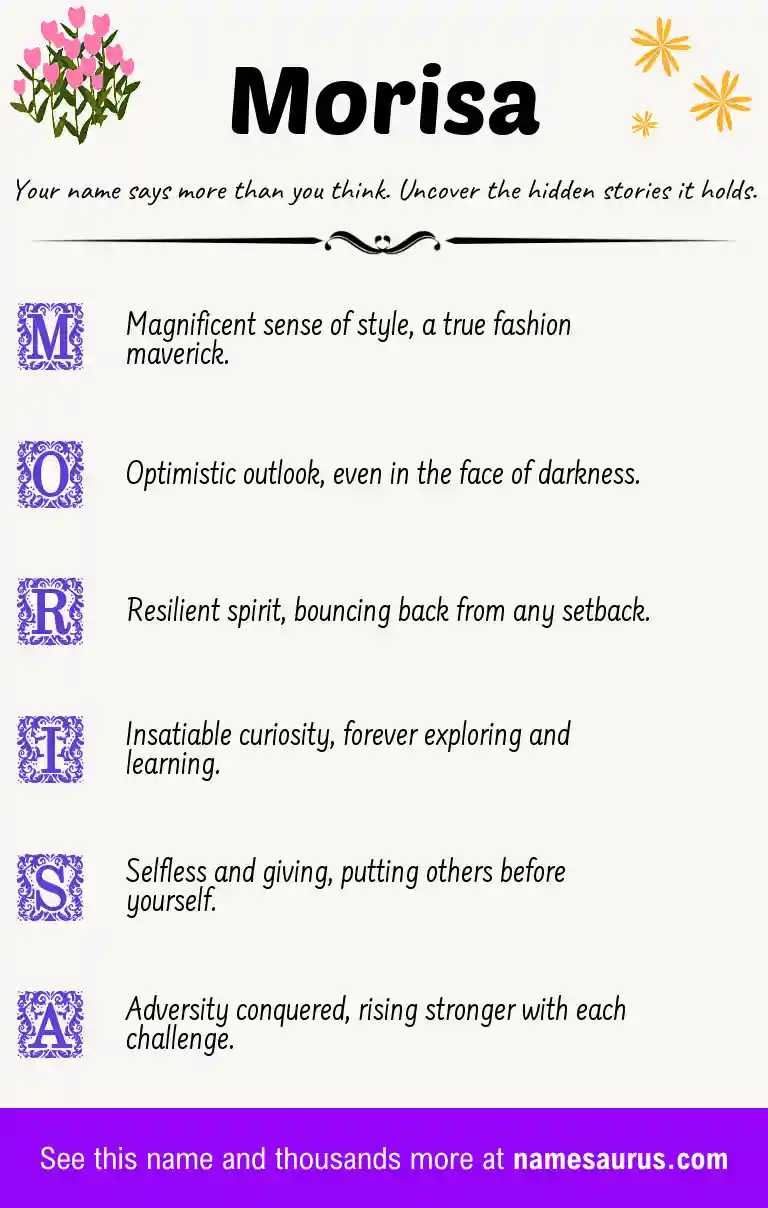 Acrostic poem about Morisa.