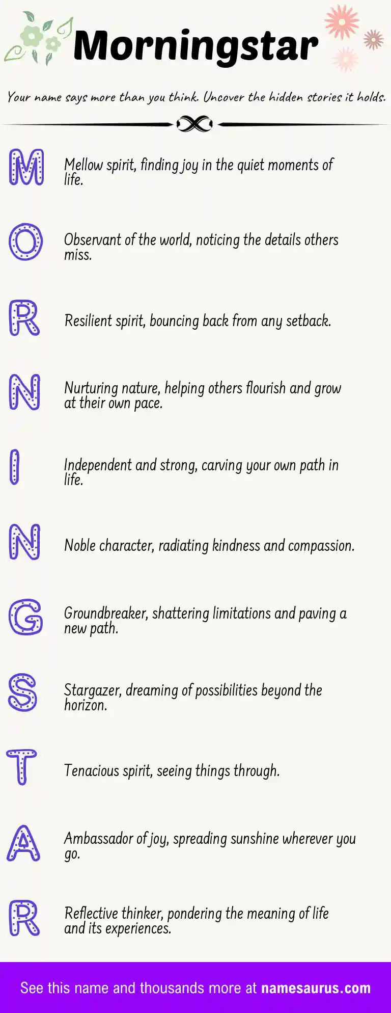 Acrostic poem about Morningstar.