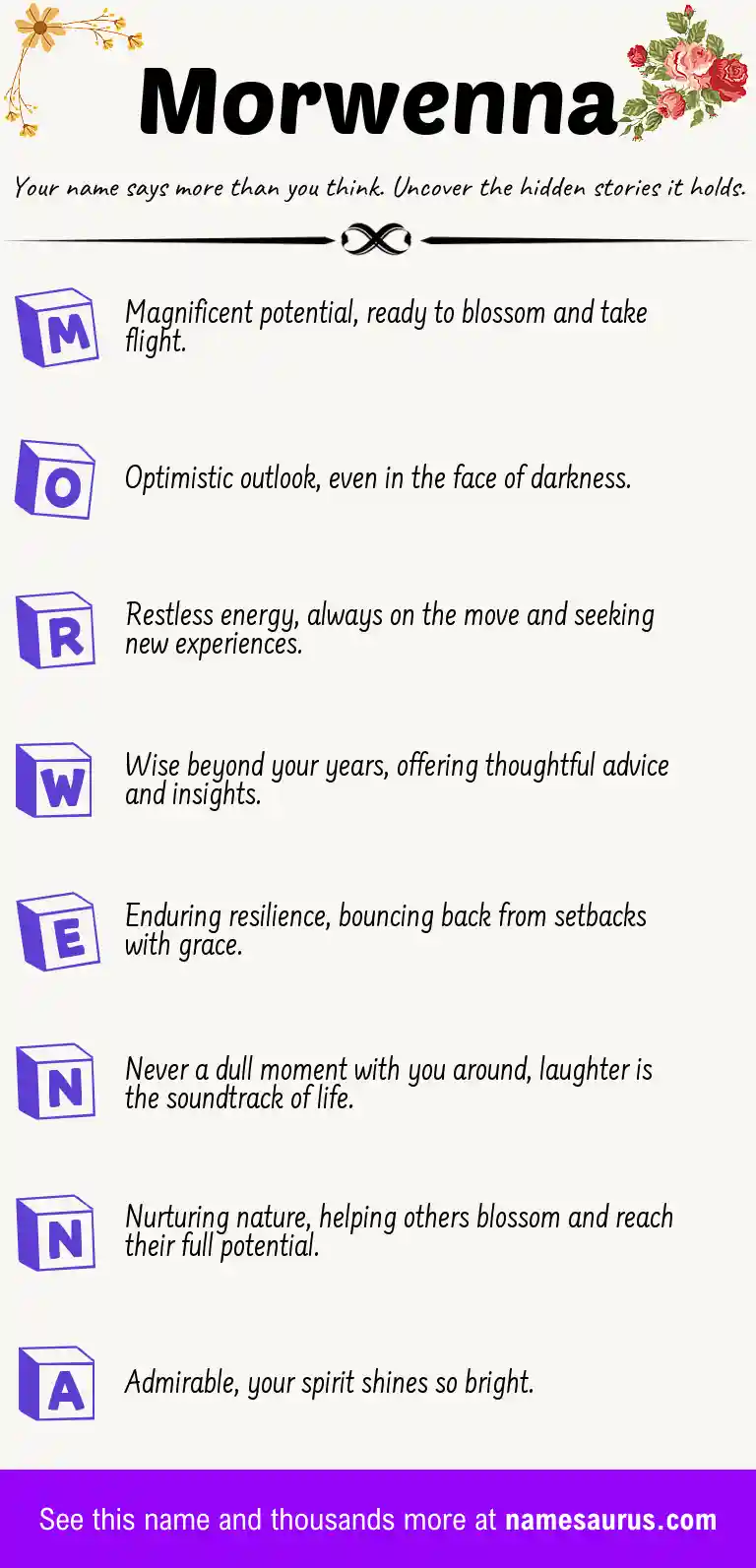 Acrostic poem about Morwenna.