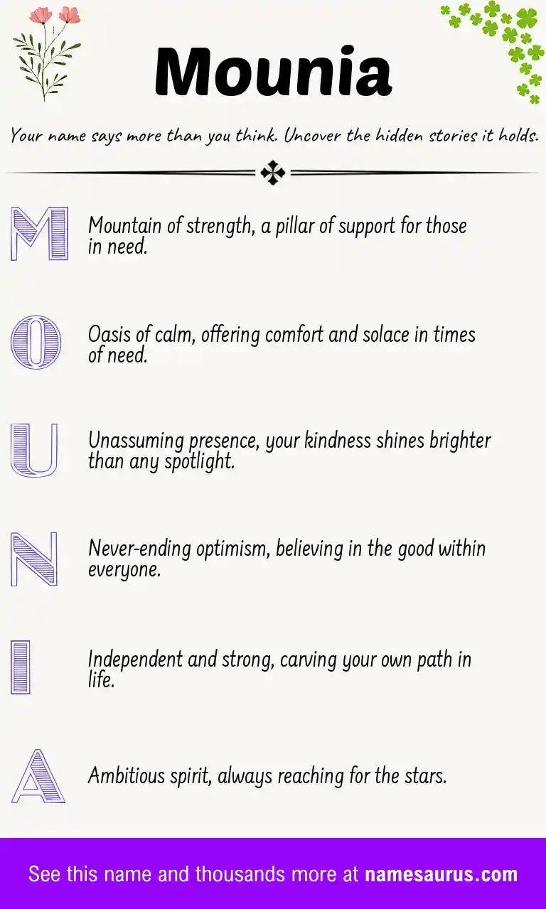 Acrostic poem about Mounia.