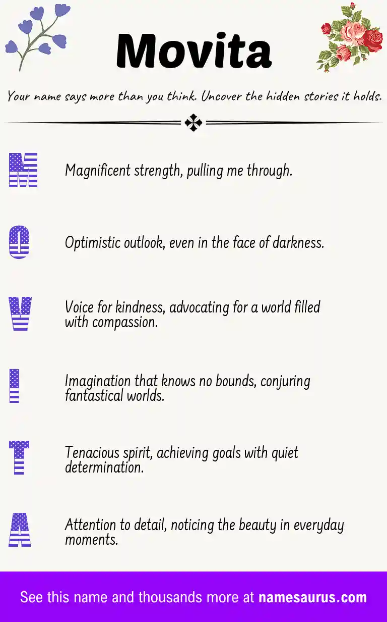 Acrostic poem about Movita.