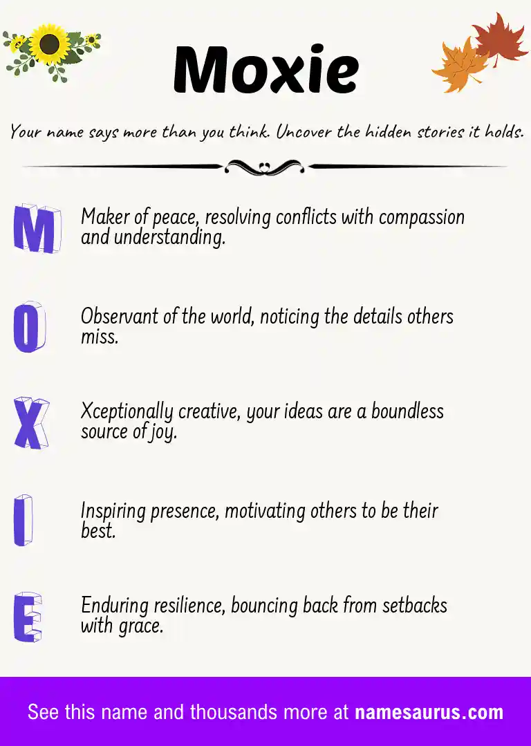 Acrostic poem about Moxie.