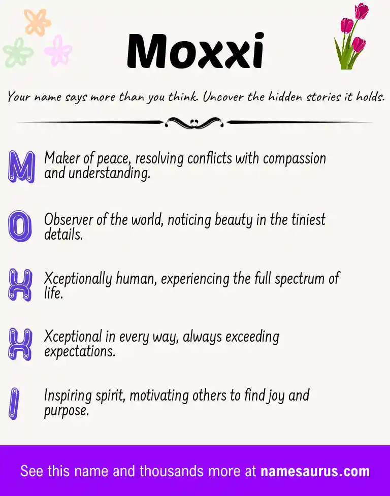 Acrostic poem about Moxxi.