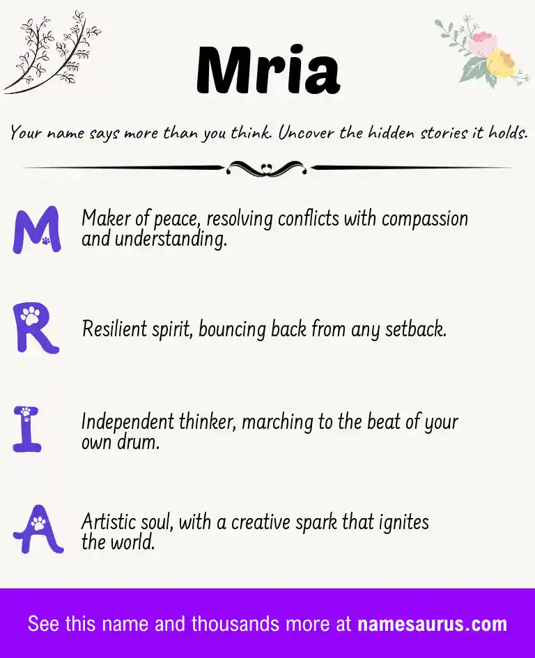 Acrostic poem about Mria.