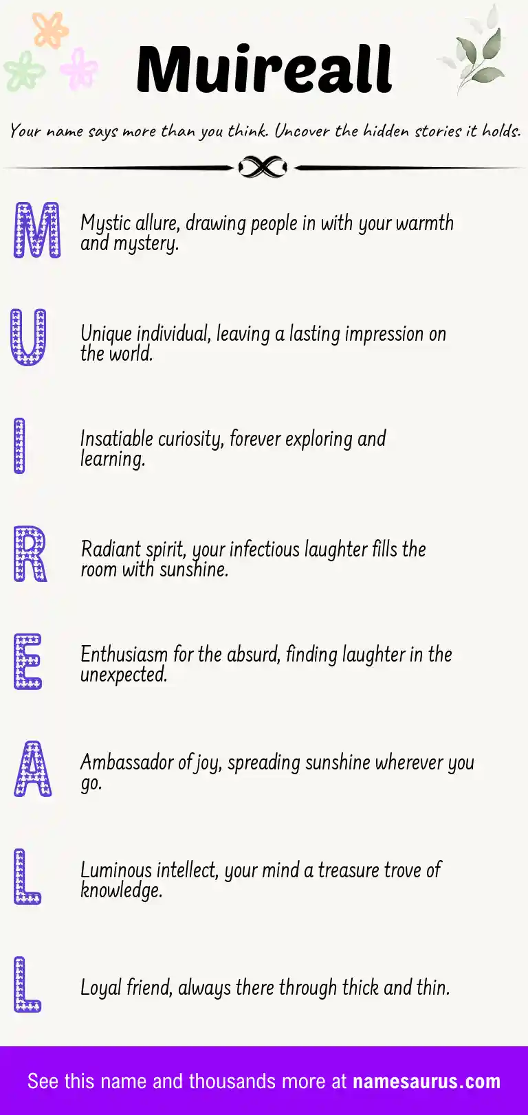 Acrostic poem about Muireall.