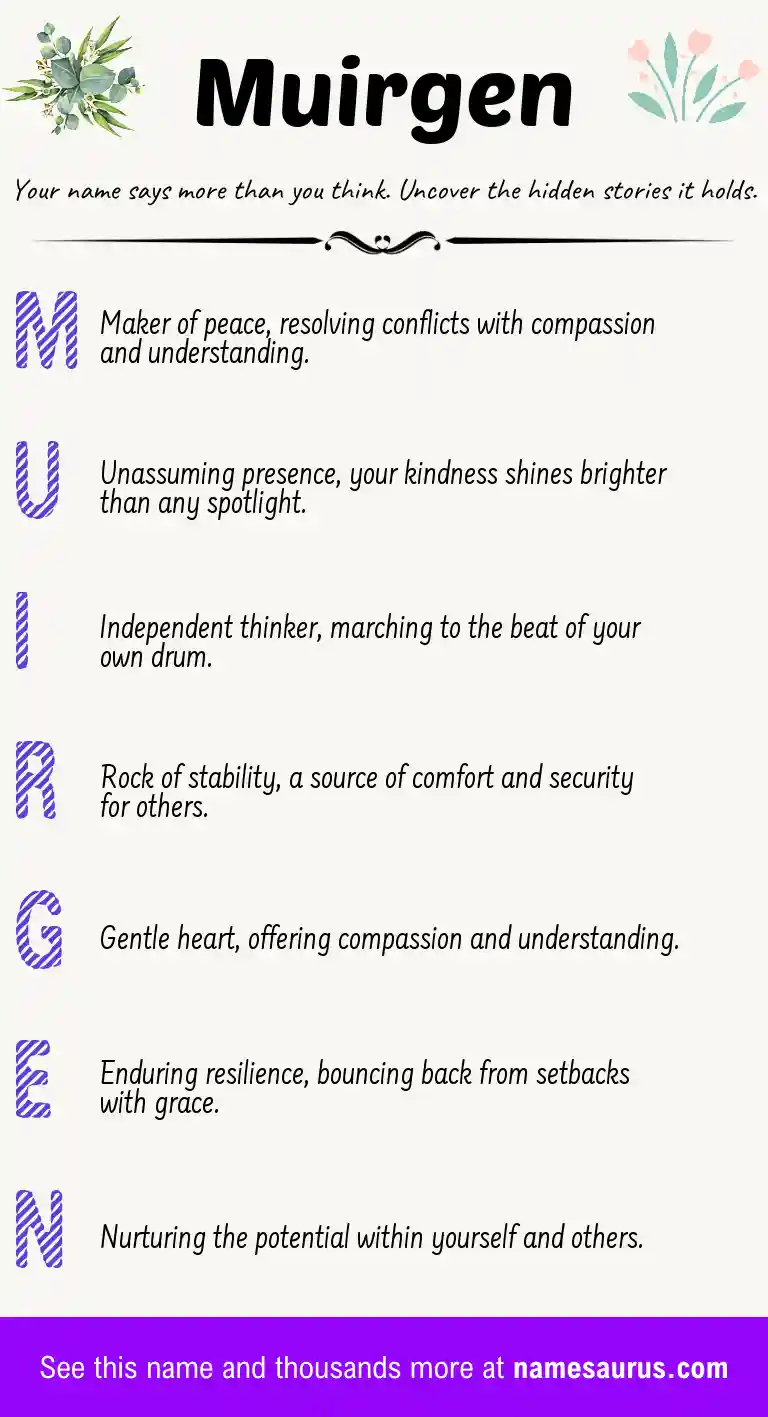 Acrostic poem about Muirgen.