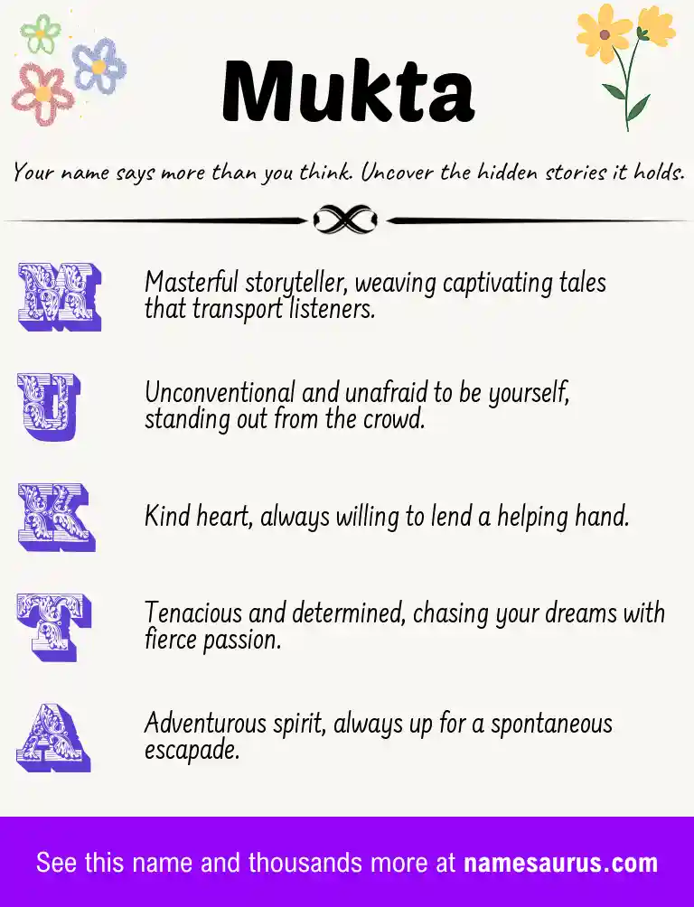 Acrostic poem about Mukta.