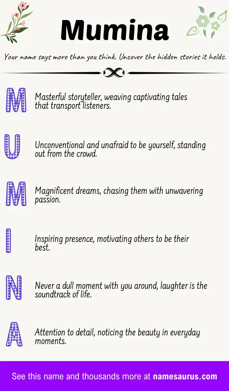 Acrostic poem about Mumina.