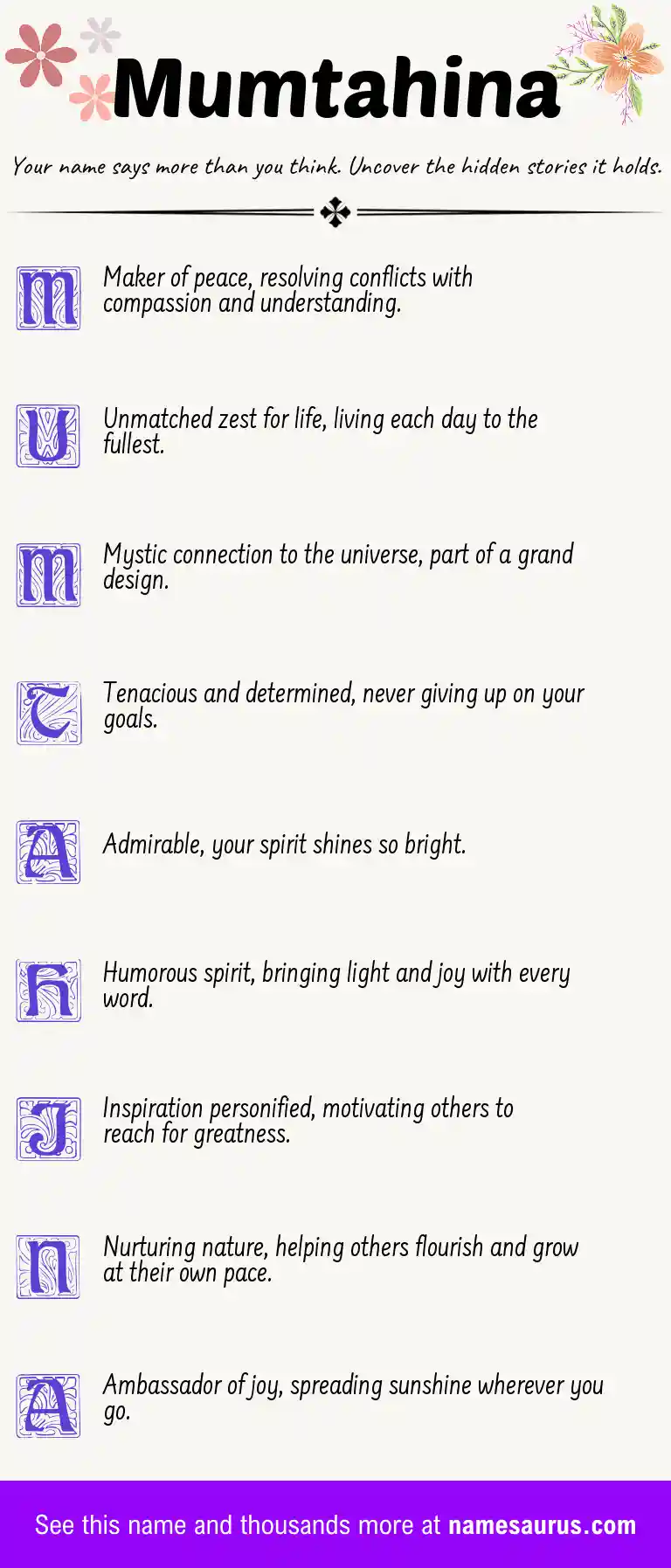 Acrostic poem about Mumtahina.