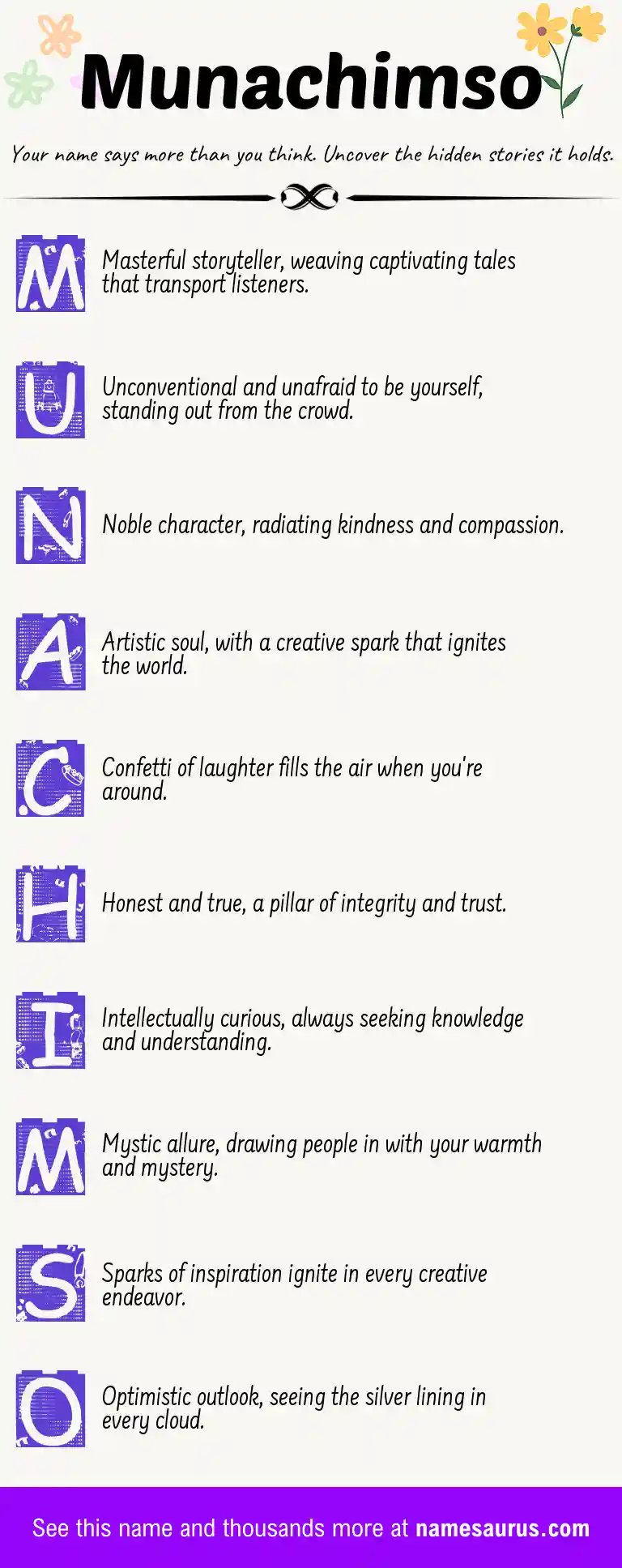 Acrostic poem about Munachimso.