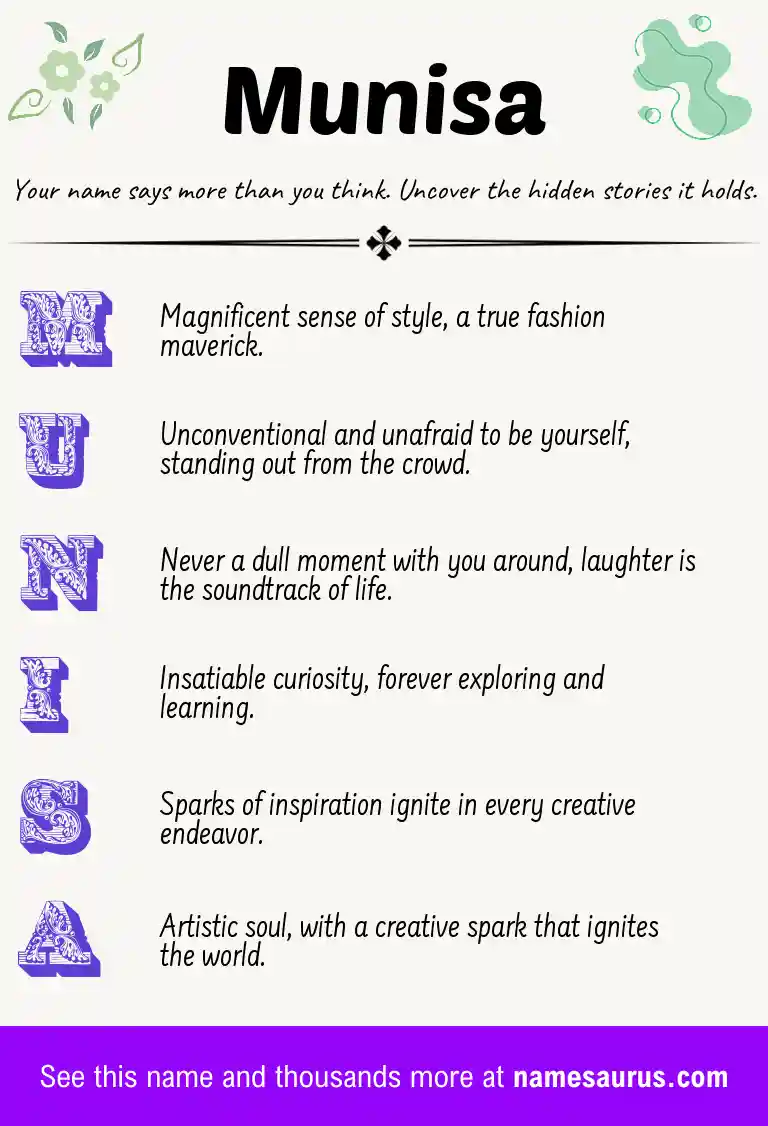 Acrostic poem about Munisa.