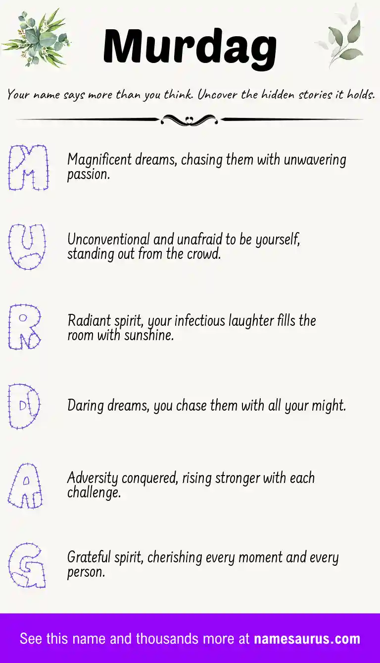 Acrostic poem about Murdag.