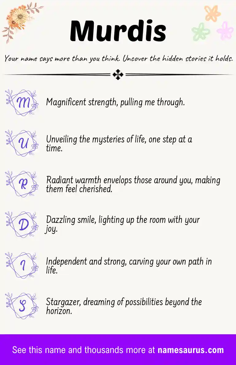 Acrostic poem about Murdis.
