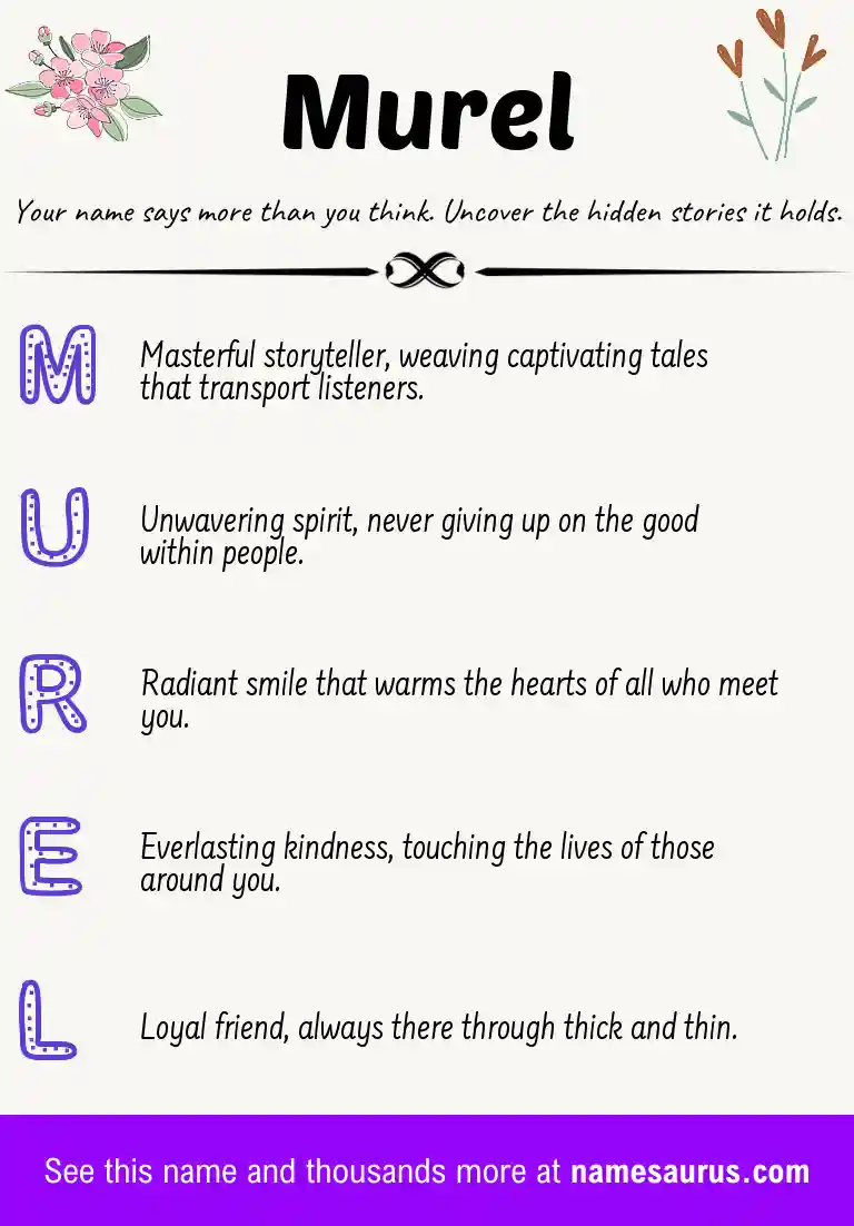 Acrostic poem about Murel.