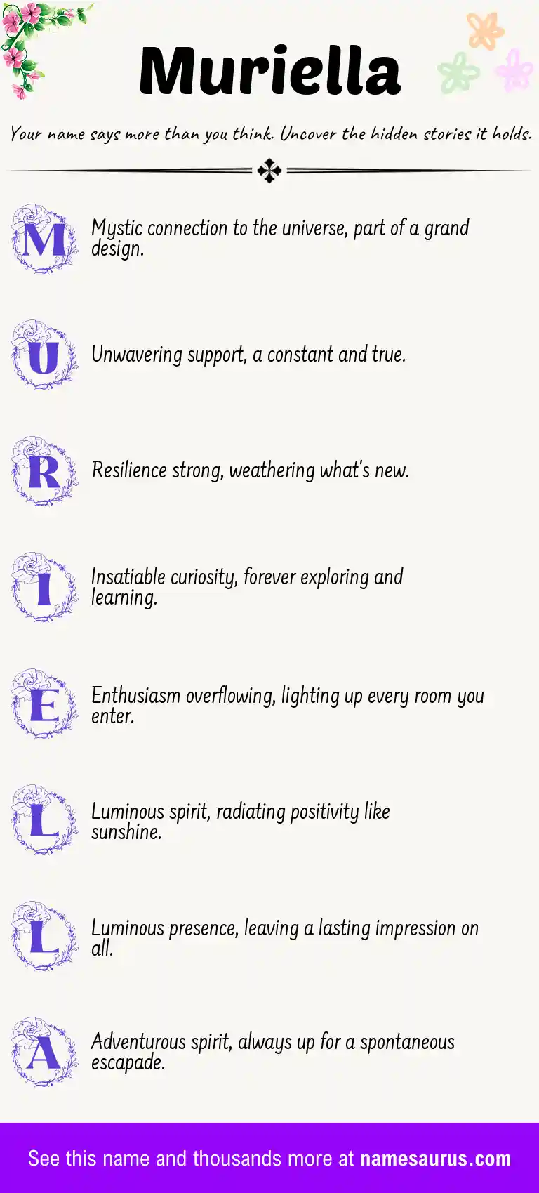 Acrostic poem about Muriella.