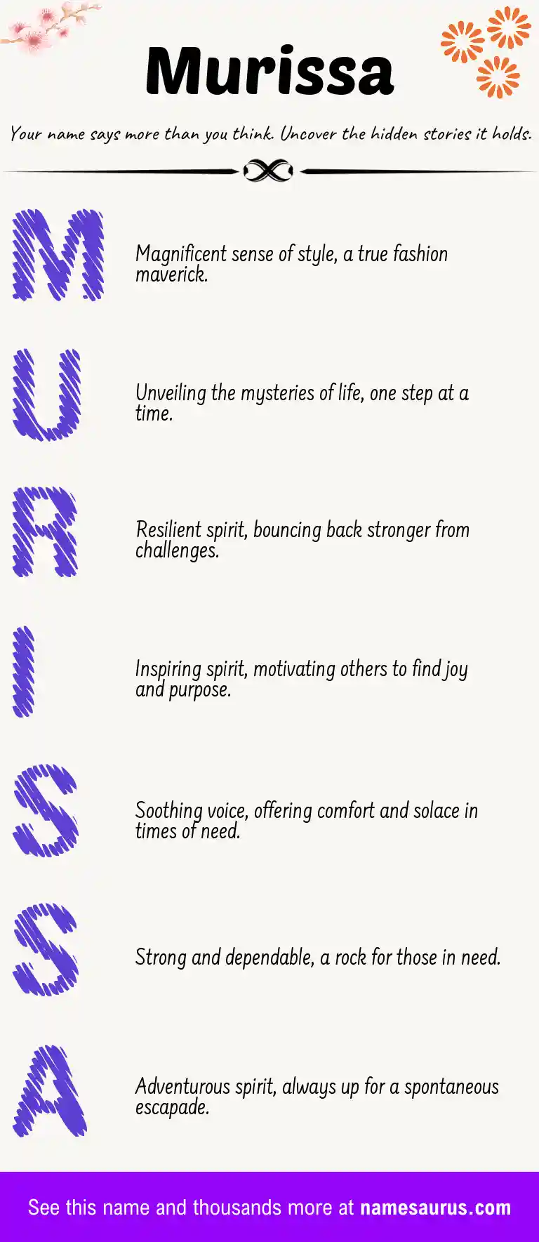 Acrostic poem about Murissa.