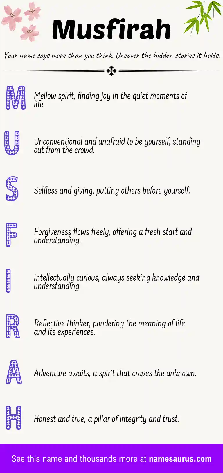 Acrostic poem about Musfirah.