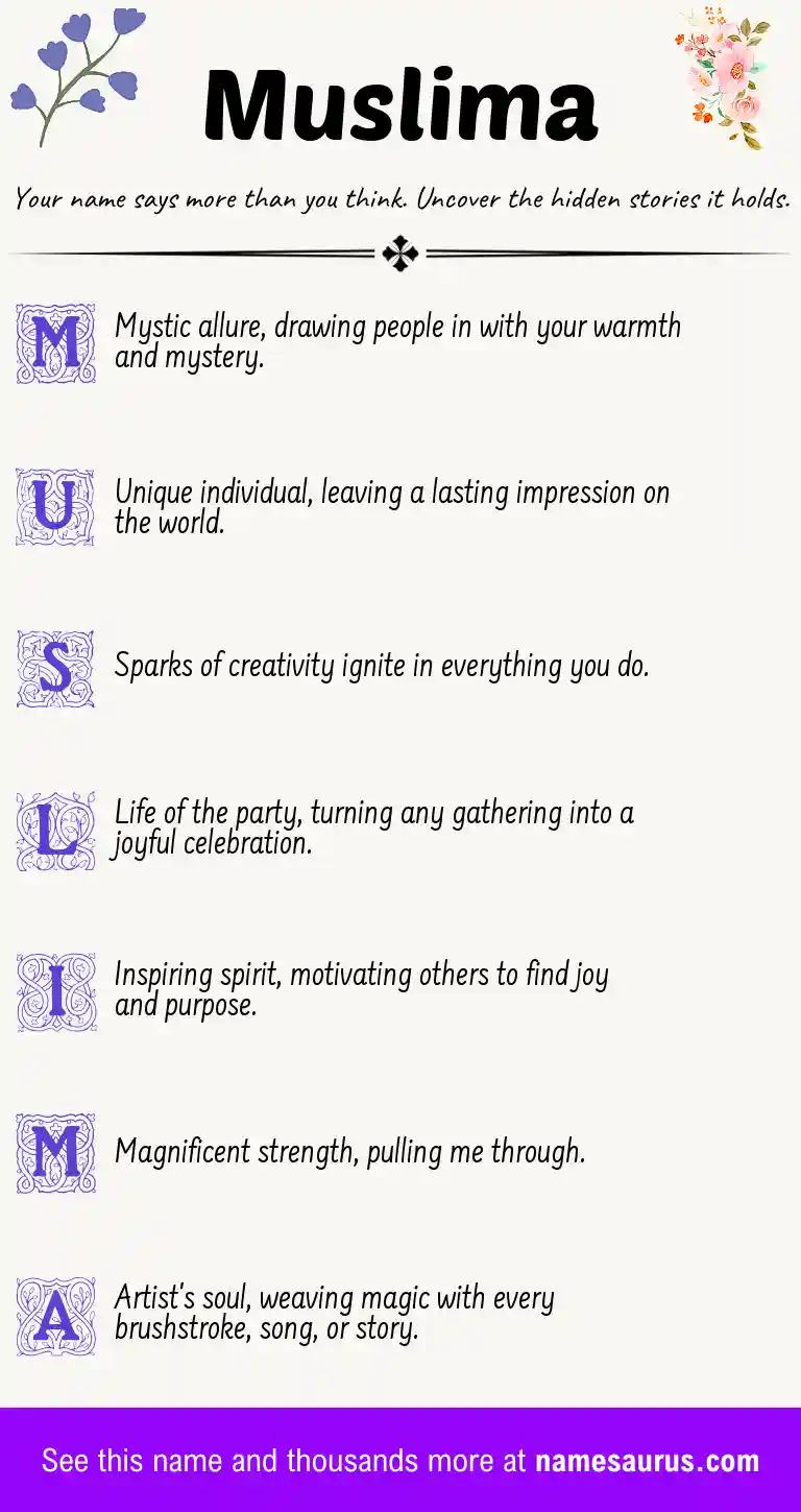Acrostic poem about Muslima.