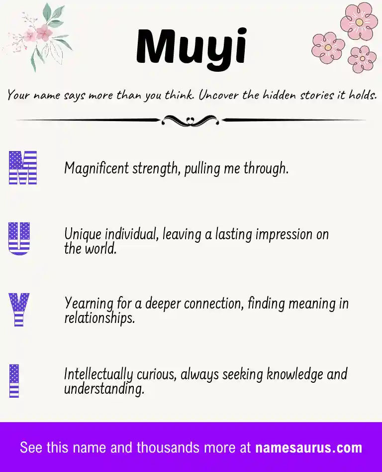 Acrostic poem about Muyi.