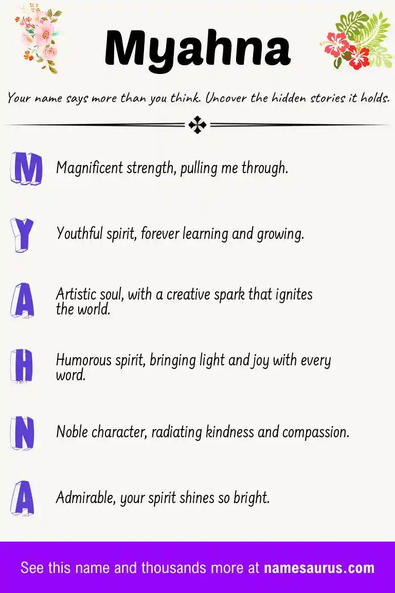 Acrostic poem about Myahna.