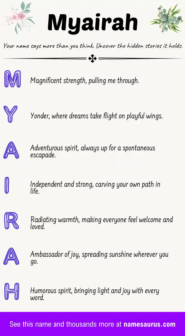 Acrostic poem about Myairah.