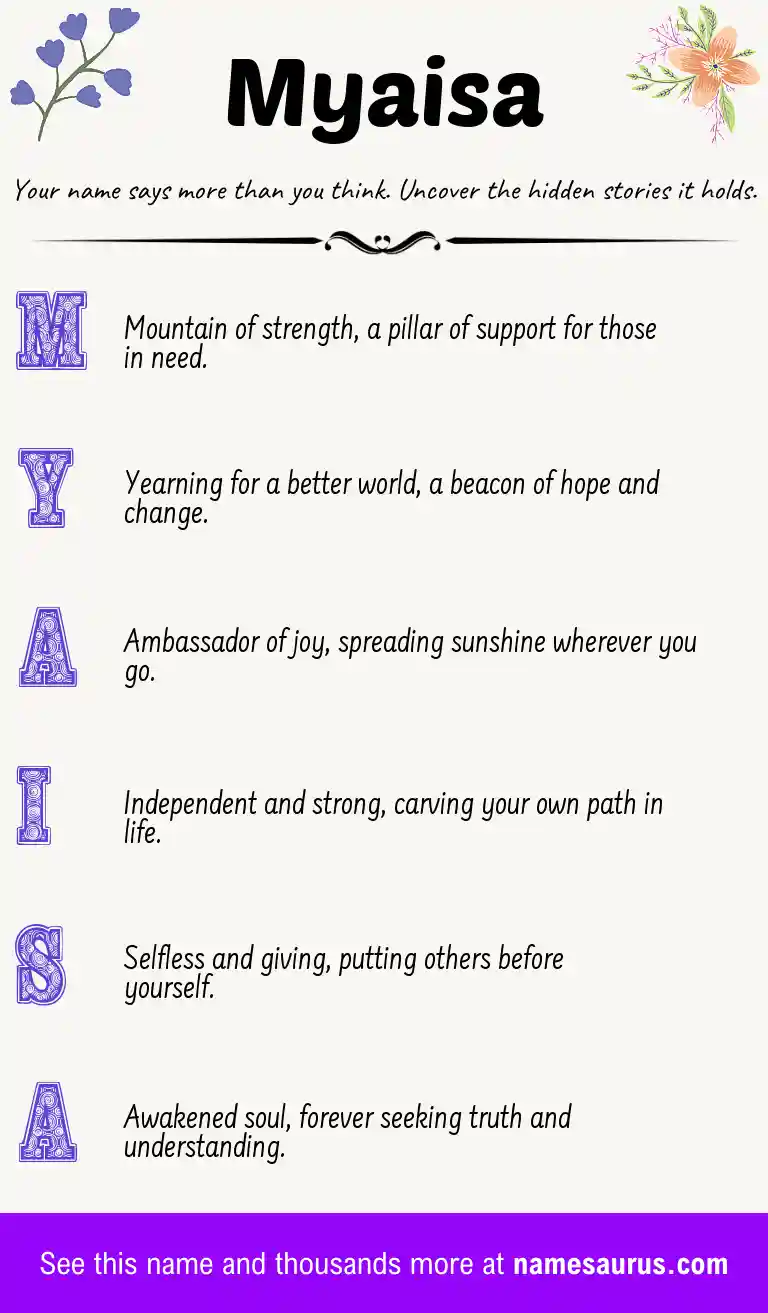 Acrostic poem about Myaisa.