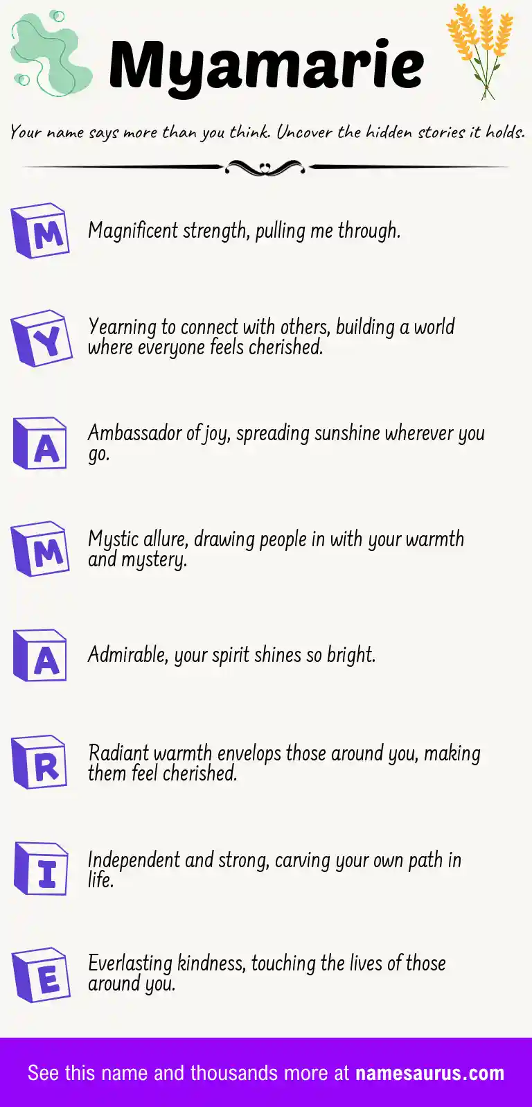 Acrostic poem about Myamarie.