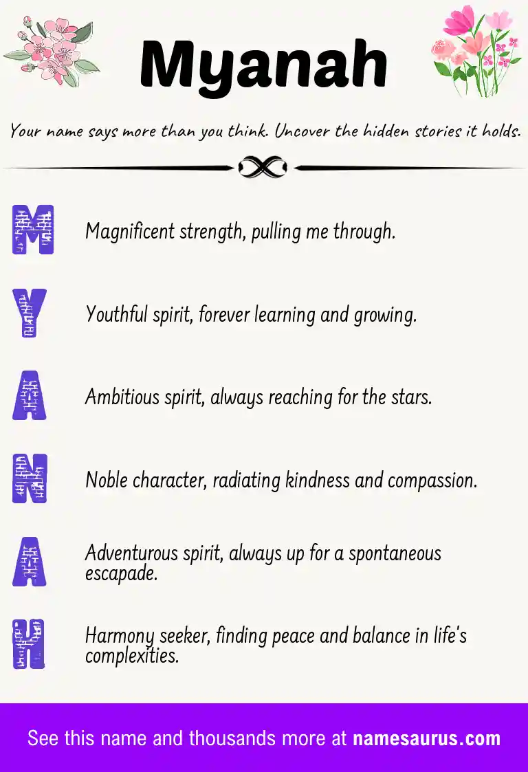 Acrostic poem about Myanah.