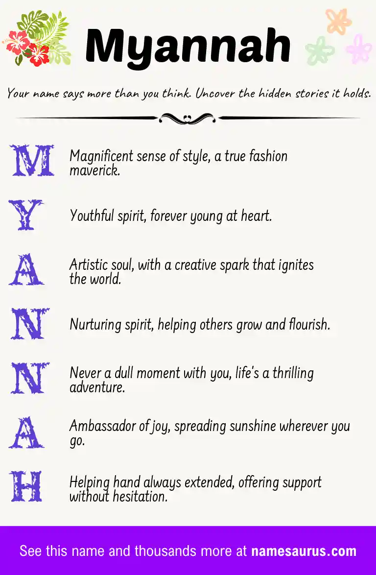 Acrostic poem about Myannah.