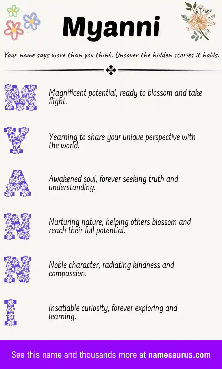 Acrostic poem about Myanni.
