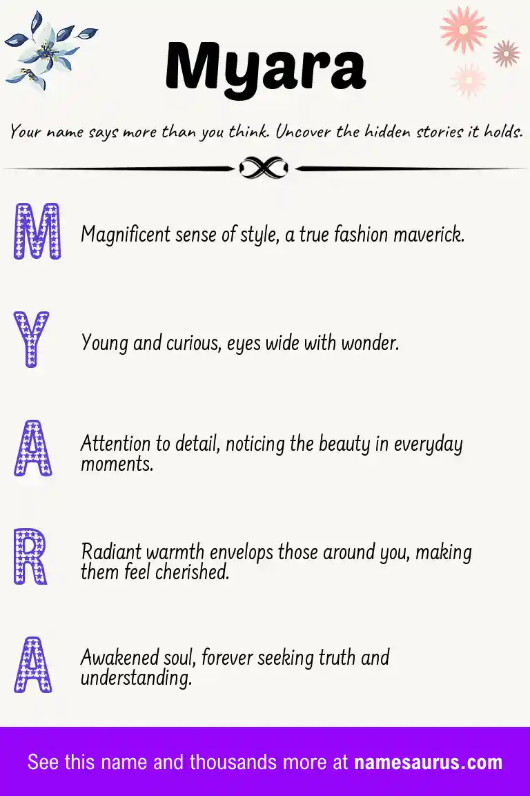 Acrostic poem about Myara.
