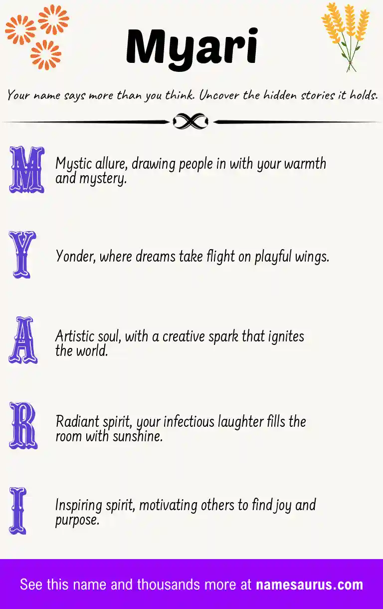 Acrostic poem about Myari.