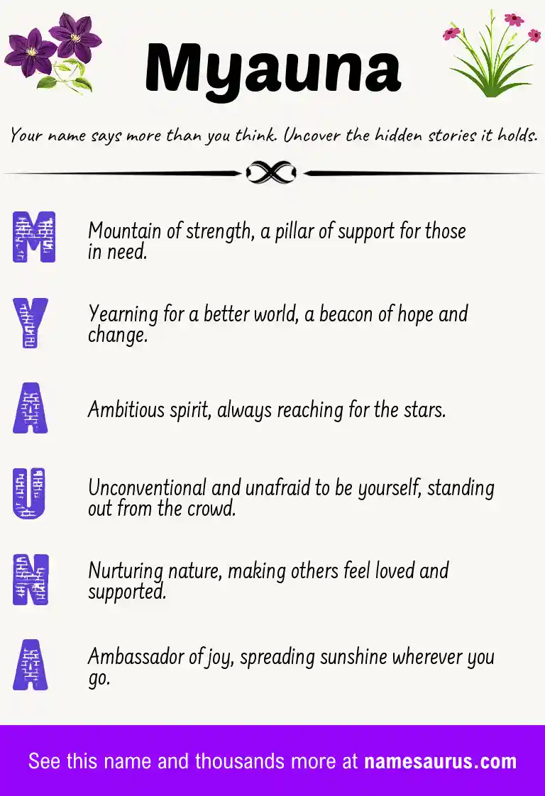 Acrostic poem about Myauna.