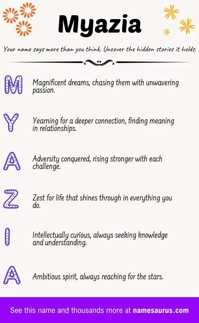 Acrostic poem about Myazia.