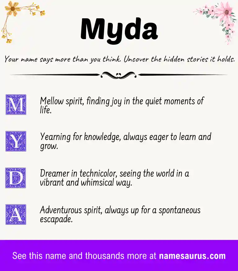 Acrostic poem about Myda.