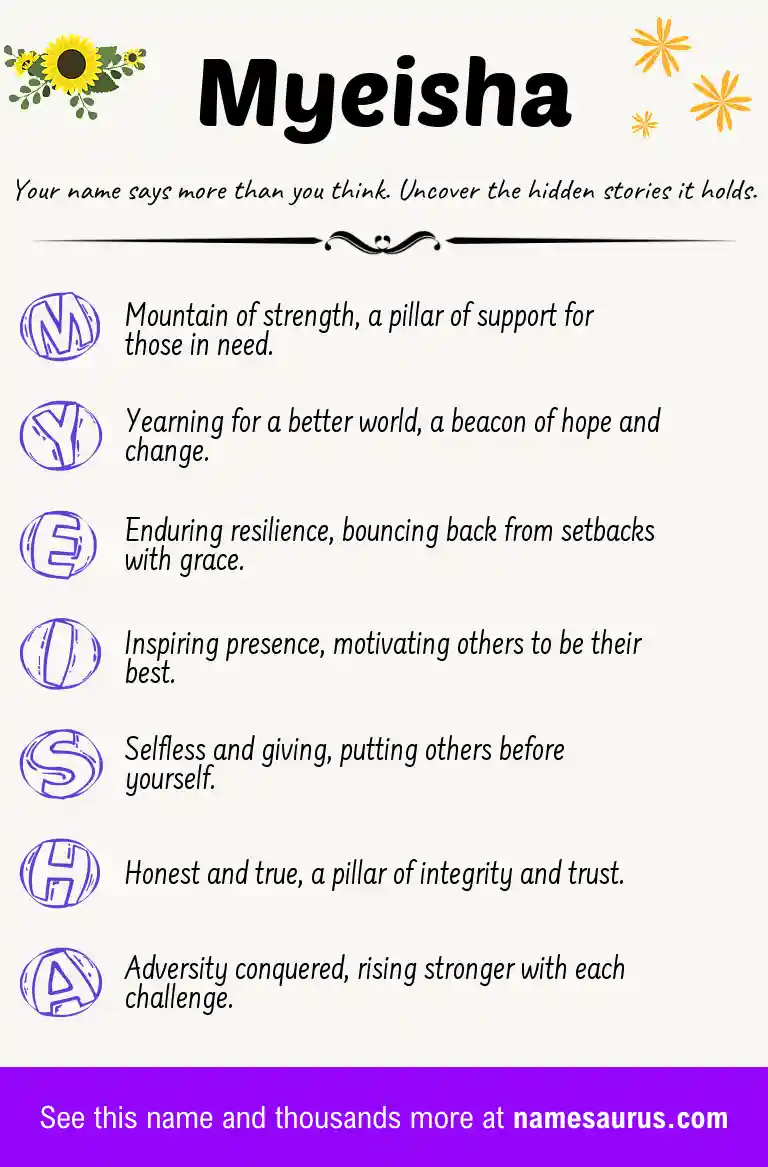 Acrostic poem about Myeisha.