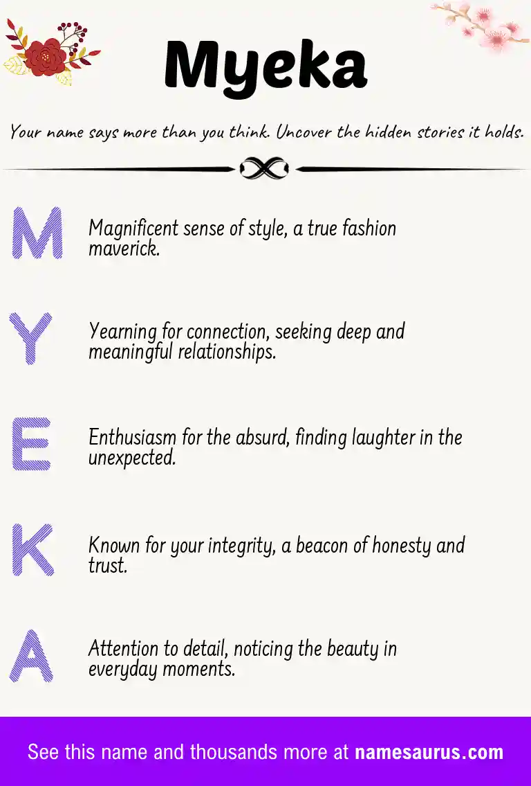 Acrostic poem about Myeka.