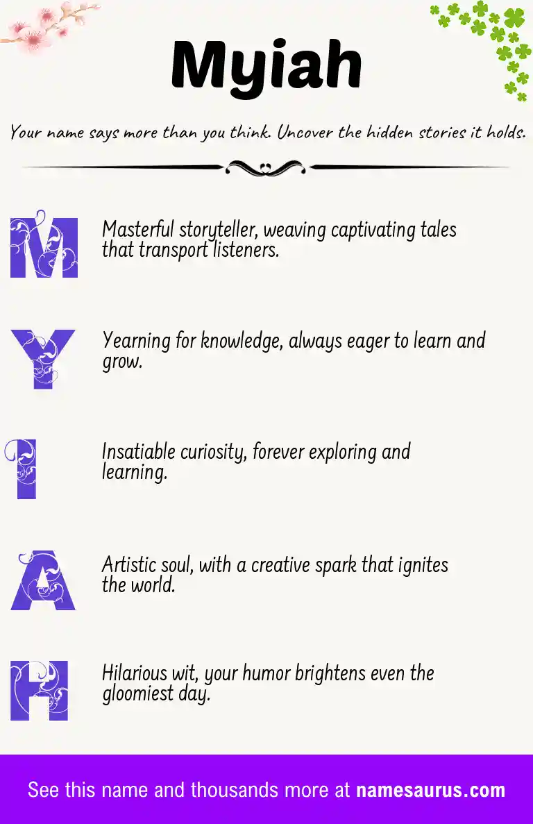 Acrostic poem about Myiah.