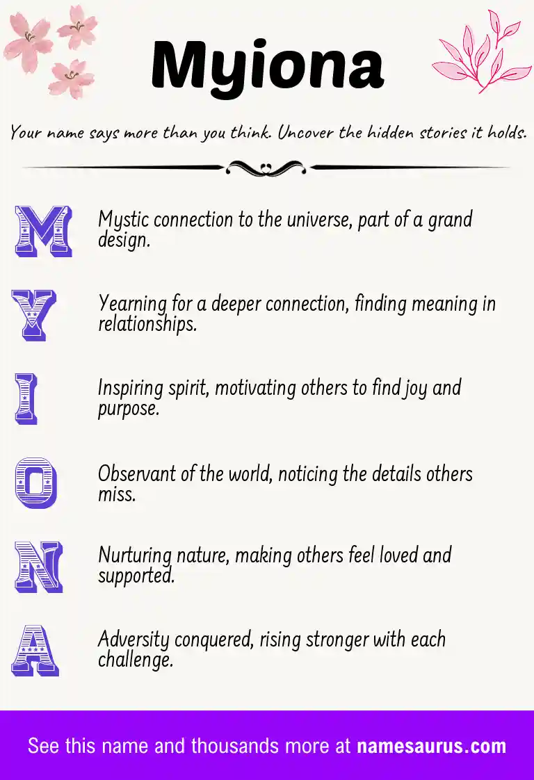 Acrostic poem about Myiona.