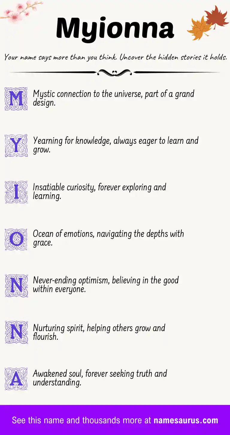 Acrostic poem about Myionna.
