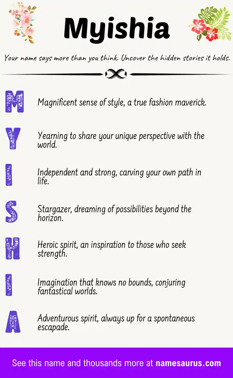 Acrostic poem about Myishia.