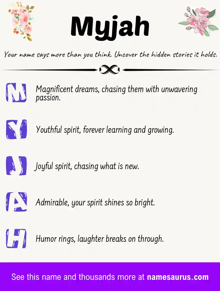 Acrostic poem about Myjah.