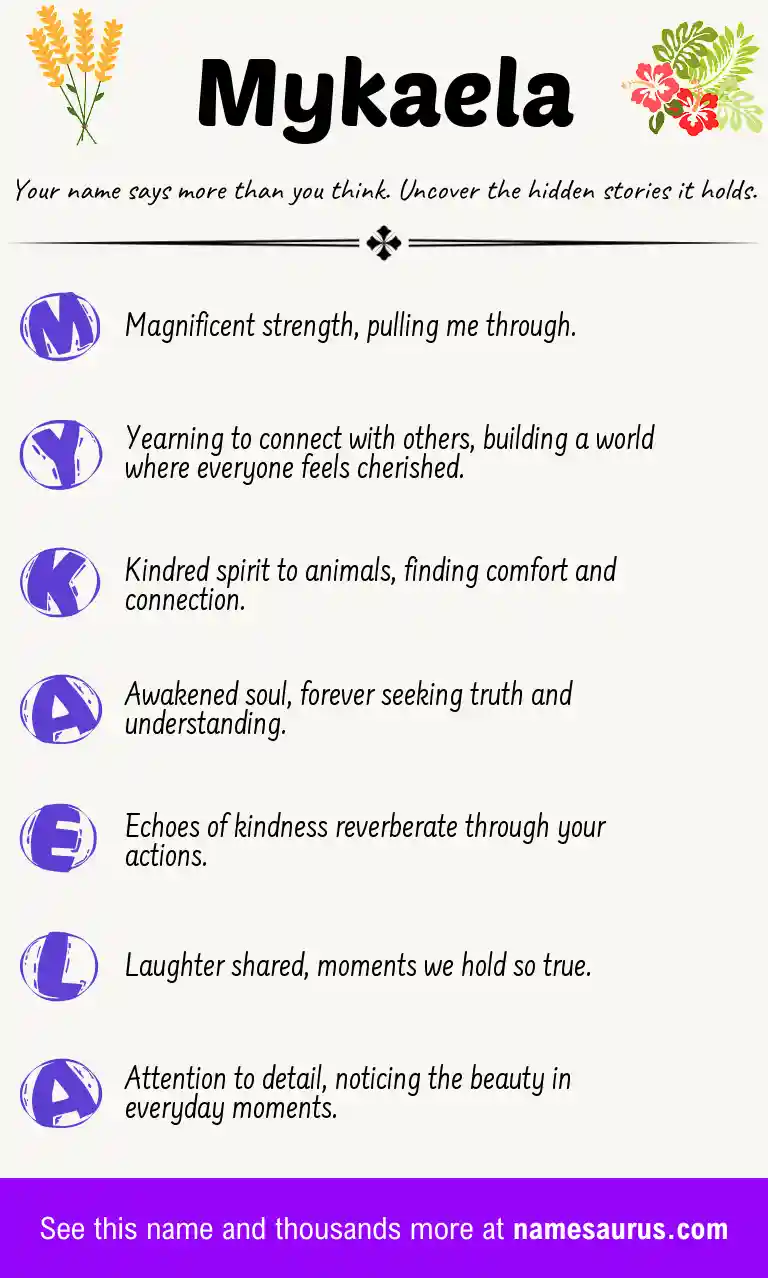 Acrostic poem about Mykaela.