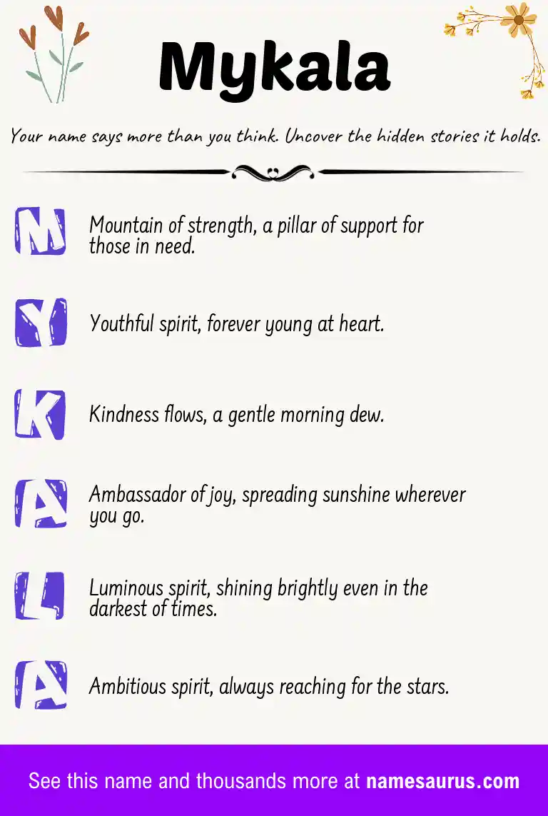 Acrostic poem about Mykala.