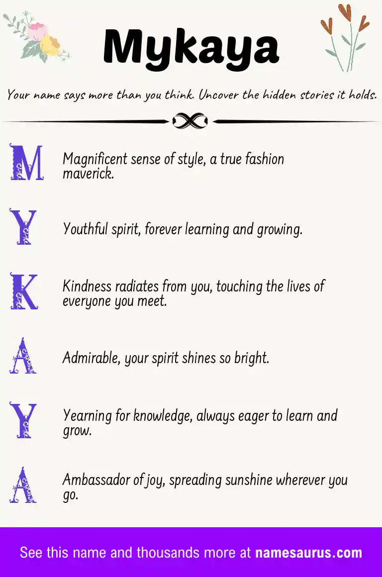 Acrostic poem about Mykaya.