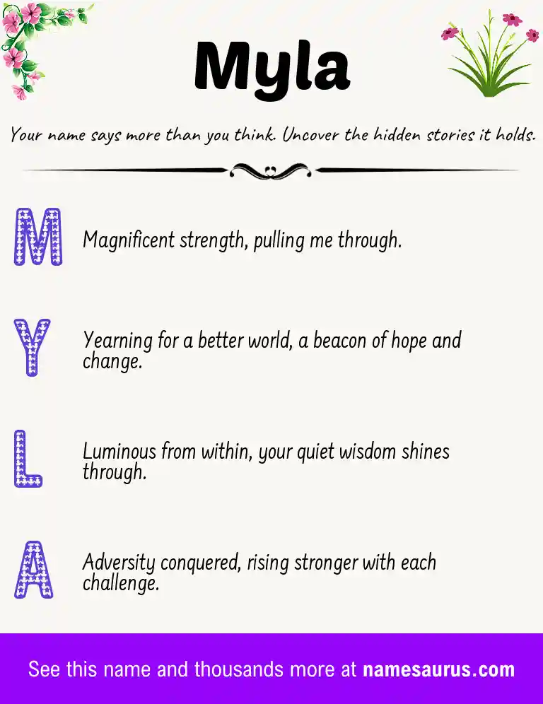 Acrostic poem about Myla.